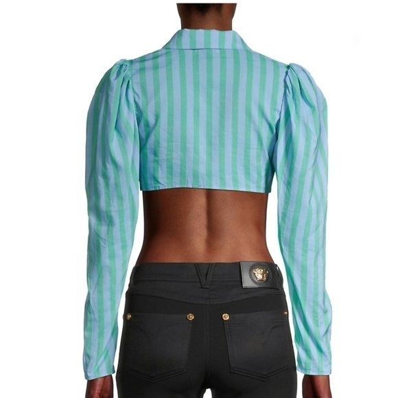 WeWoreWhat Striped Cropped Cotton-Blend Top size M new with tags in bag - Picture 2 of 5